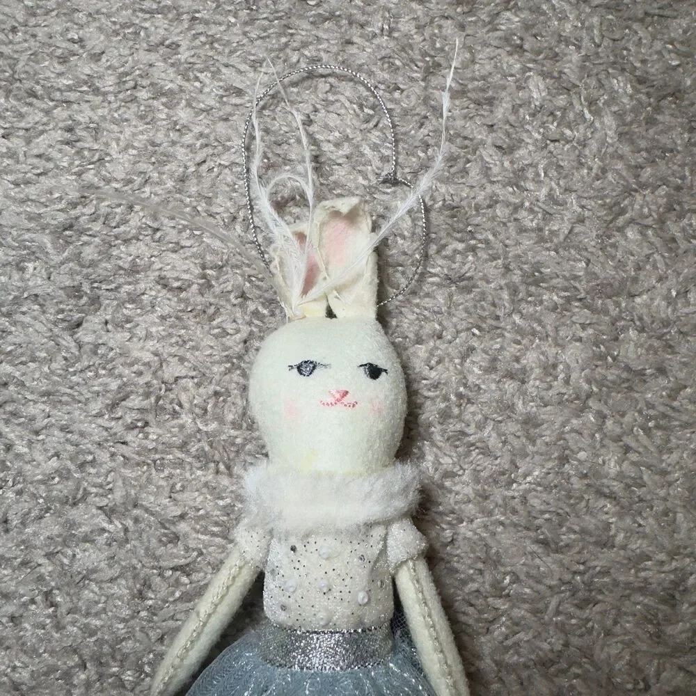 West Elm Erika Barratt Dashing Bunny Rabbit Ornament Collectible Holiday Decor